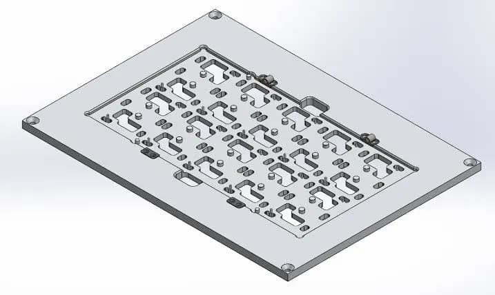Render CAD de placa de fixture industrial